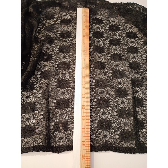 Black Lace Sequin Bolero Crop Jacket Size XL Wedding Special Event Classic Shrug - Picture 16 of 16